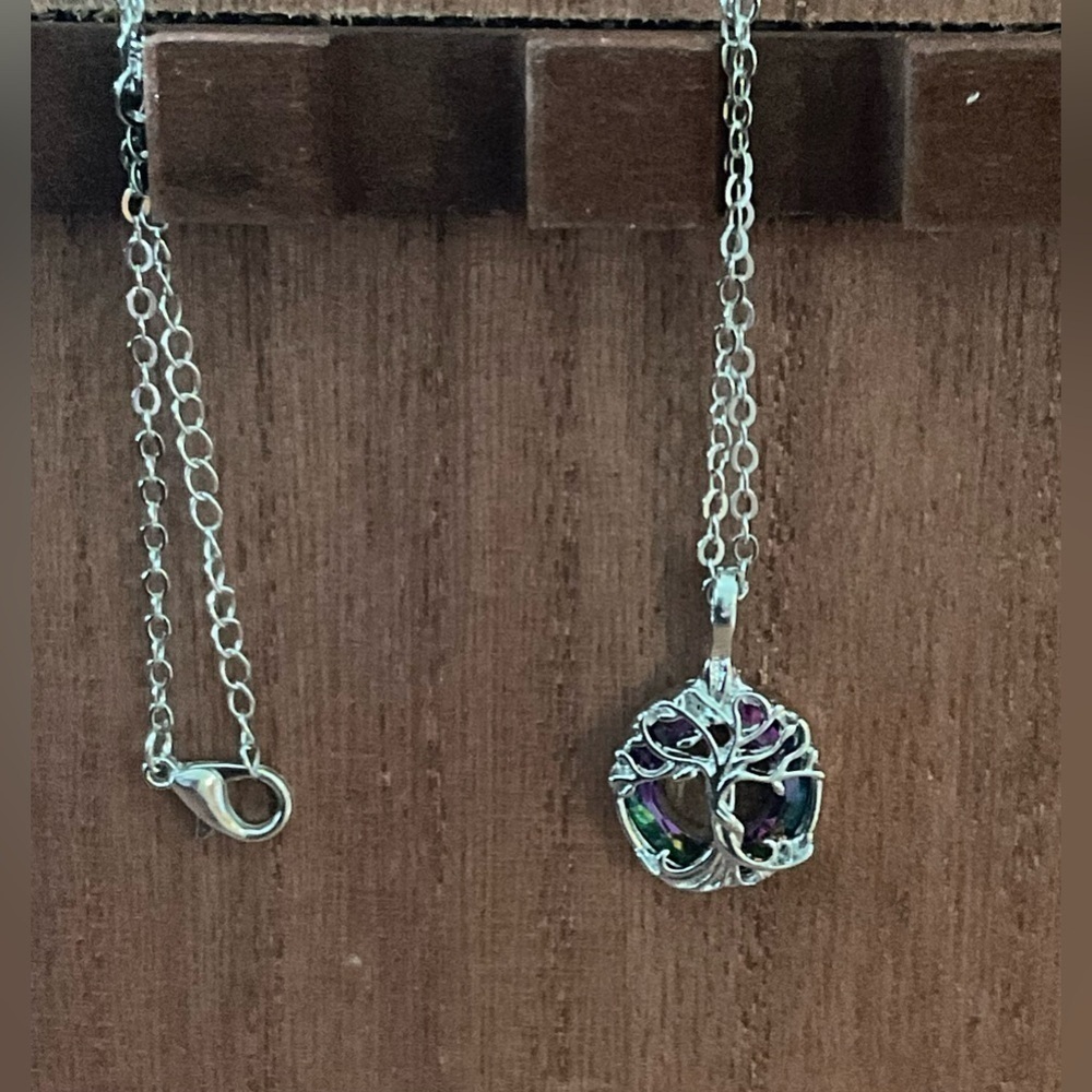 Beautiful tree of Life Glass Necklace 22” Brand New!